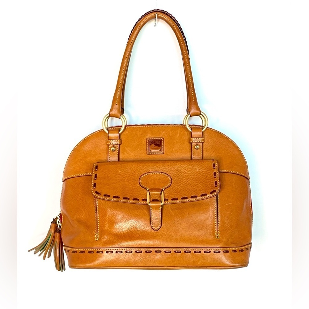 Dooney & Bourke Florentine Vachetta Leather Domed Satchel Large Tan